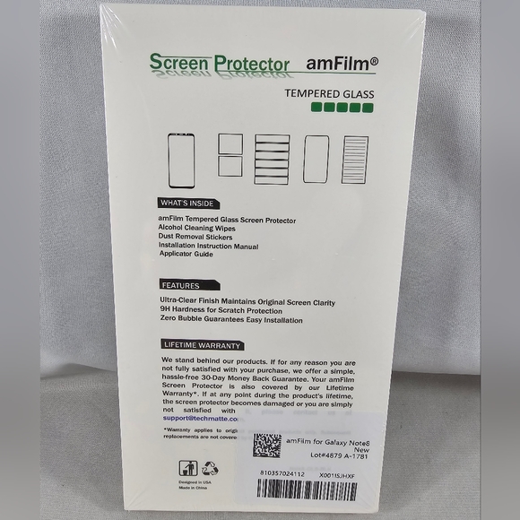 AM Film Samsung Note 8 Glass Phone Screen Protector Kit 3D Curve TechMatte - Picture 10 of 11